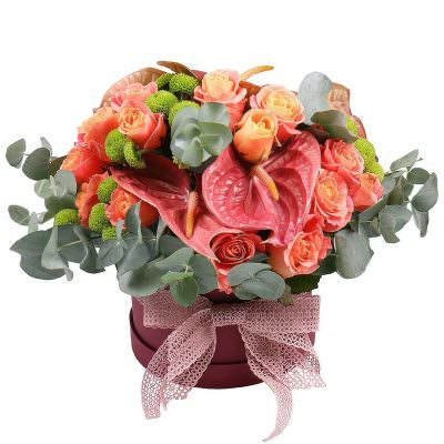 Цветочная композиция в коробке «Радужный свет»