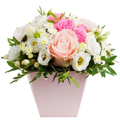 Шляпная коробка с цветами «Нежная гармония»